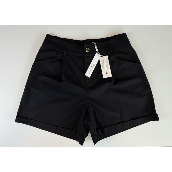 belle poque Pants - Belle Poque Women XL Black High Waist Shorts Cotton Stretch Waist Vintage Style